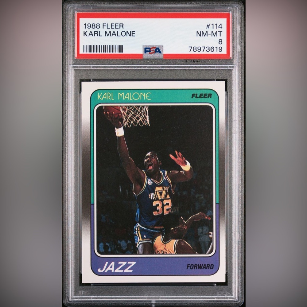 1988 Fleer Karl Malone #114 PSA 8 Utah Jazz